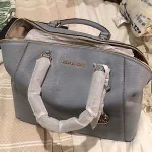 Michael Kors dusty blue Riley satchel